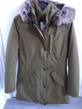 Barbour Maya Waterproof Faux Fur Hooded Jacket Coat Nori Green Size 8 Rrp £249