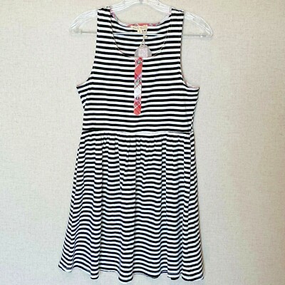 Hem & Thread Women's Junior's size Medium M striped sleeveless black white dress