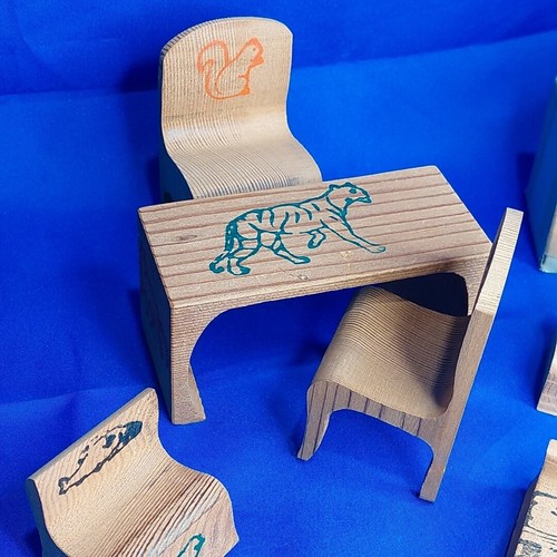 Mueble de muñeca rompecabezas japonés de madera de 7 piezas con estampado animal en caja original - Imagen 3 de 13