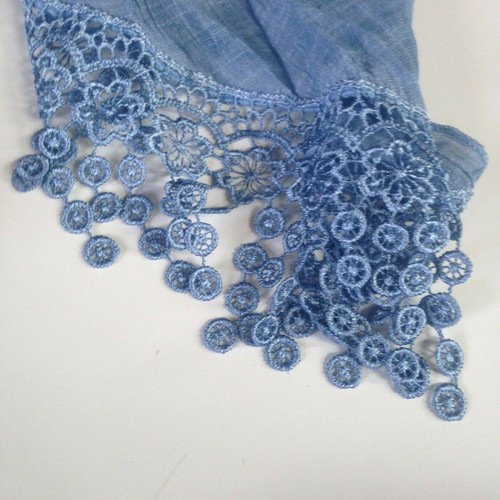 NEW! Flora Ashley 3 Piece Top Scarf & Vest Womens Size Large XL Blue or Tan Lace - Picture 10 of 25