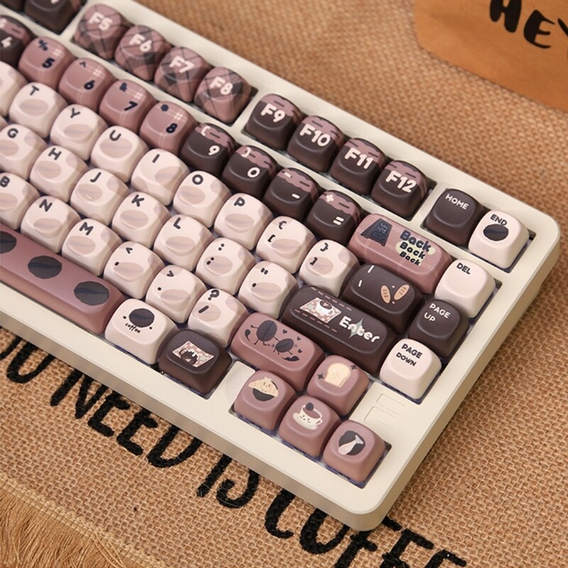 131-Key Thick PBT MOA Height Coffee Bean Mechanical Keyboard Keycaps