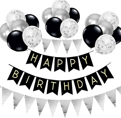 Geburtstag Dekoration Geburtstagsdeko Party Girlande Ballons 14x Silber B638