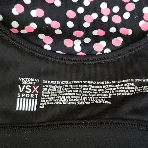 VSX Victoria's Secret Pink Black Polka Dots Sports Bra Athletic Workout Yoga - Picture 7 of 8