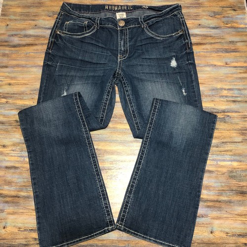 Hydraulic Jeans Lola Slim Boot Distressed Mid Rise Blau Damen Größe 17/18