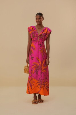 Farm Rio New Pink Beach Forest Lenzing Ecovero Viscose Maxi Dress Size L  NWT | eBay