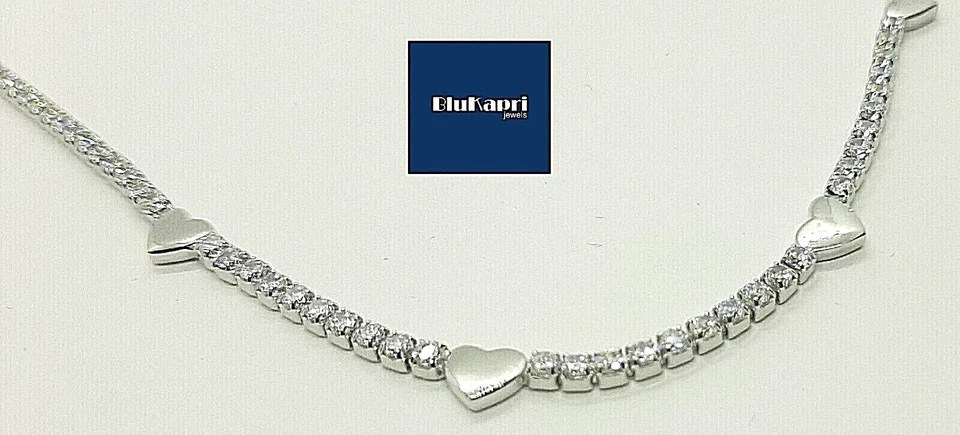 Collana GIROCOLLO donna in Argento 925 tennis CUORI zirconi bianchi - Immagine 4 di 4