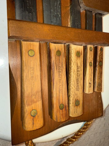 Vtg Old Hickory Butcher Knife Set Hanging Wood Block 5 Knives Rope Handle READ - Picture 21 of 22