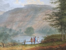 Guazzo Paesaggio Svizzera Italia Lago Nemi Figure Costumi LOUIS XVI Settecento
