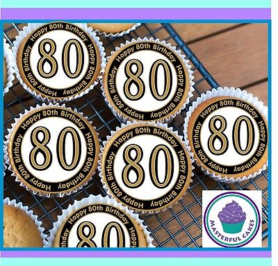 30 x HAPPY 60th BIRTHDAY Edible Wafer Paper Cupcake Toppers *PRECUT* 30 x HAPPY 60th BIRTHDAY Edible Wafer Paper Cupcake Toppers *PRECUT*