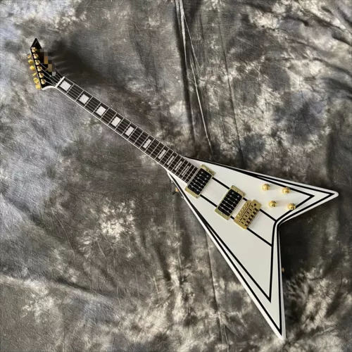 White Randy Rhoads Concorde Electric Guitar Gold Hardware Open H-H Pickups