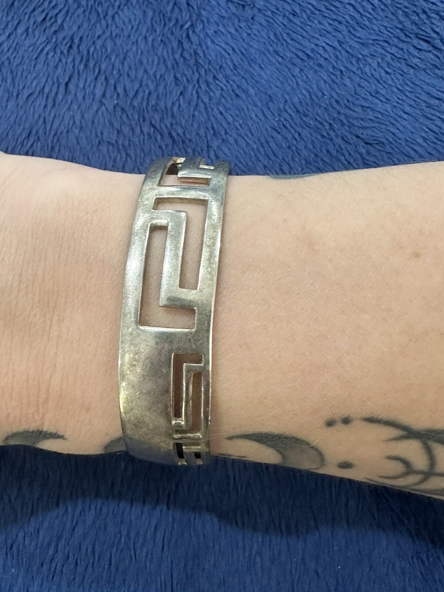 wayward 【 I TYPE】SILVER925 BRACELET Sterling Silver 925 Vintage Geometric Bangle Bracelet, 5.5in Long