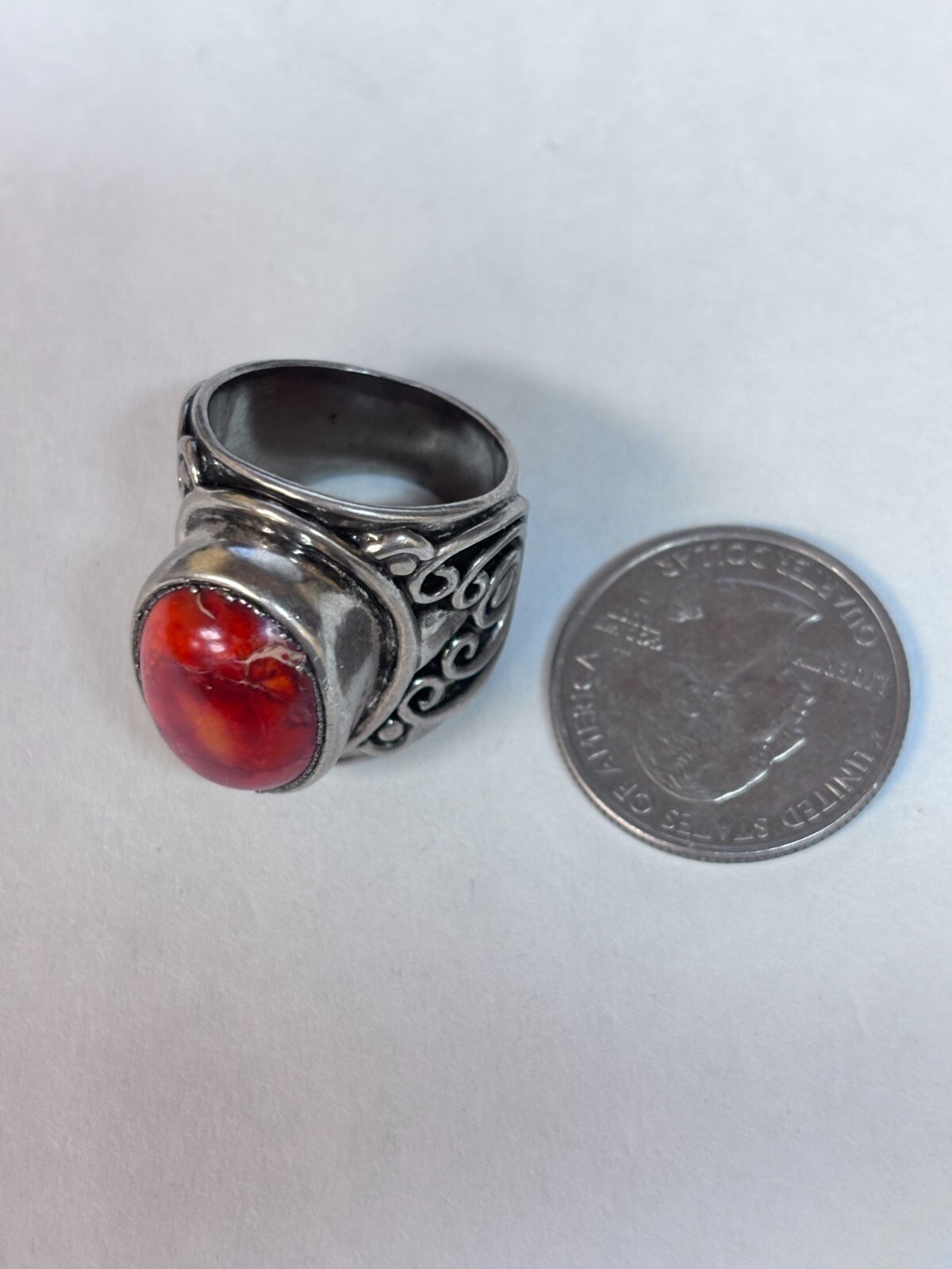 Sterling Silver Agate Statement Ring 17g Size 8.75 - image 6