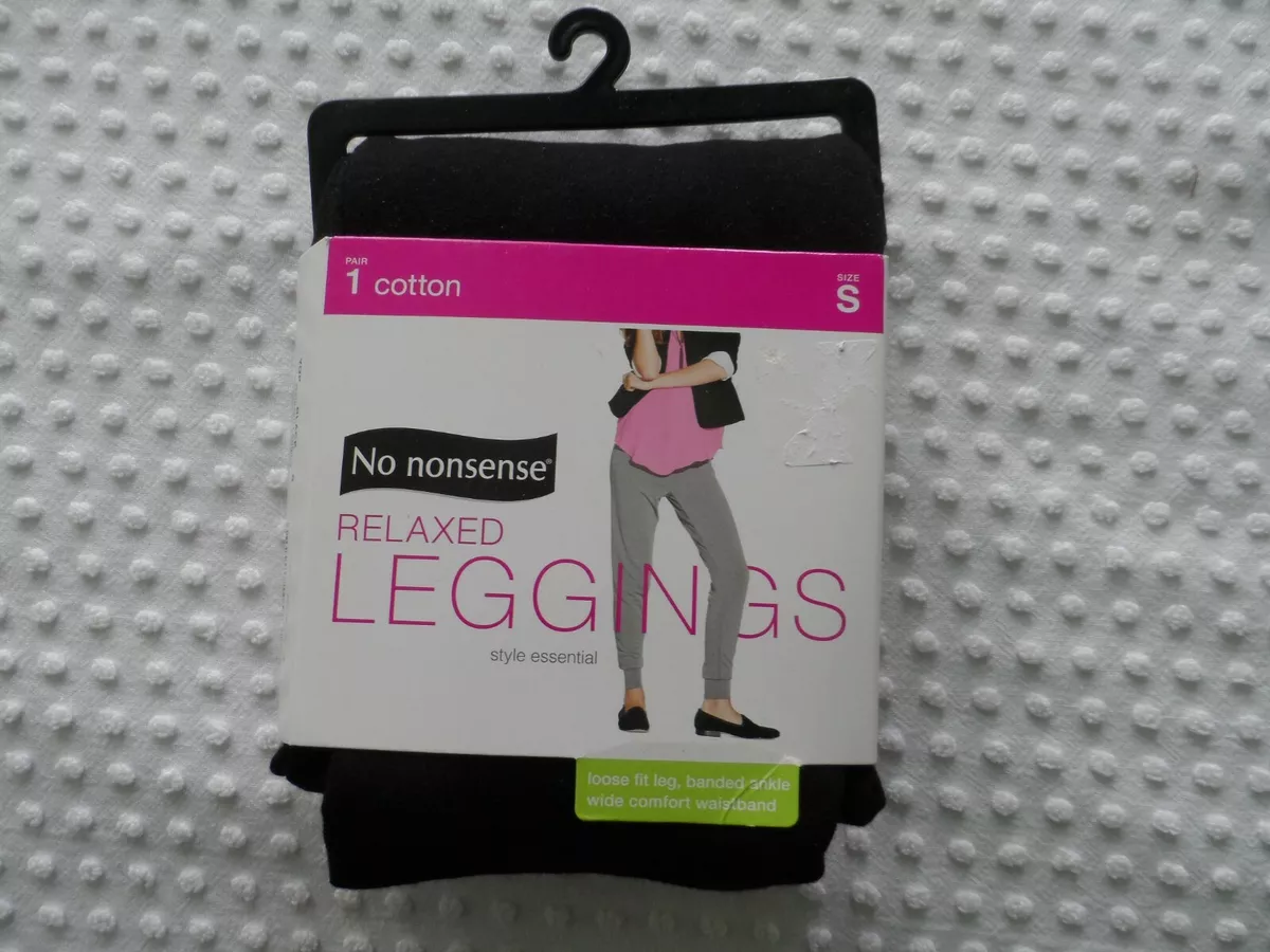 NEW Woman's size Small Black Cotton Relaxed Leggings from No Nonsense