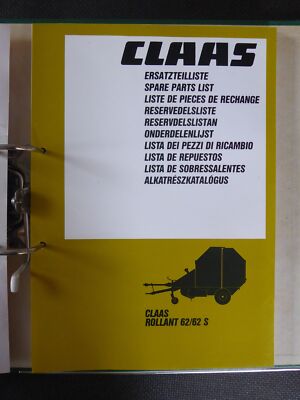 Claas Round Baler Rollant 62 + 62S Spare Parts List