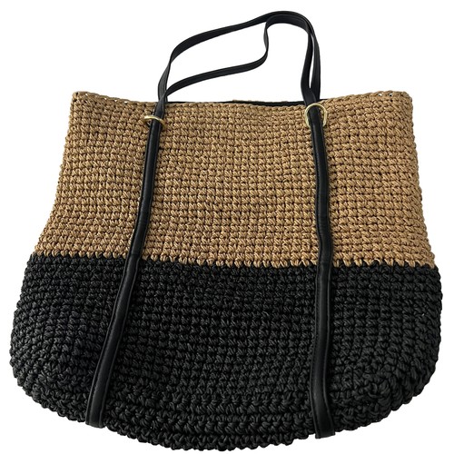 Lauren Ralph Lauren Womens Black Beige Inner Pockets Double Handle Tote Bag - 第 5/8 張圖片