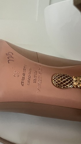 Women’s aquazzura 38 Heels Shoes Beige Leather Straps Pointy - Picture 13 of 17