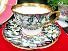 ROSINA tea cup and saucer painted orchid pattern  teacup England 1930's 