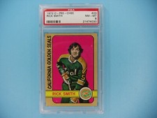 1972/73 O-PEE-CHEE NHL HOCKEY CARD #23 RICK SMITH PSA 8 NM/MINT 72/73 OPC