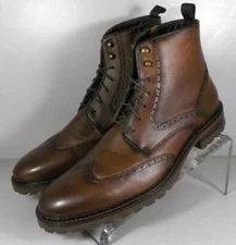 594062 SPBT50 GARRISON WINGTIP MEN SHOES 9 M BROWN LEATHER BOOTS JOHNSTON MURPHY