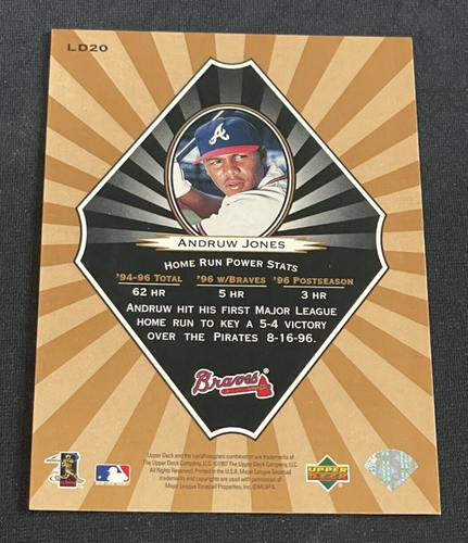1997 Upper Deck - Long Distance Connection - #LD20 - Andruw Jones - Picture 2 of 2