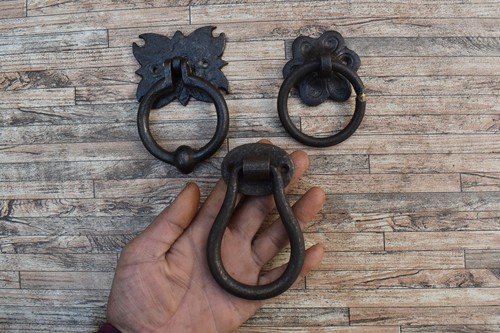 1x Vintage Gusseisen Türklopfer Schrank Schrank Ringzug Fallgriff Klopfer - Bild 2 von 20