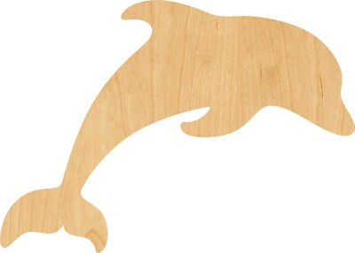 Dolphin Laser Cut Out Wood Shape Craft Supply - Woodcraft Cutout