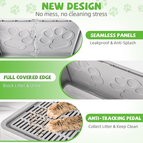 Extra Large Cat Litter Boxwith Mat, Free In & Out/ One-Way Litter Box with Lid - Picture 23 of 48