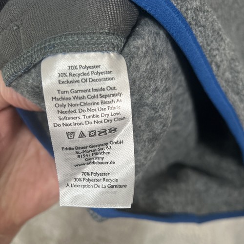 NUOVO maglione Eddie Bauer uomo grigio medio blu pile Mr scivoli finto scatto - Foto 7 di 8