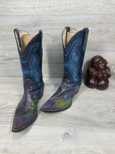 Corral Mens Iridescent Exotic Genuine Python Cowboy Boots 11 1/2 EE