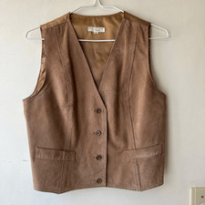 Vintage 70s Nubuck Suede Vest Unisex M Western Boho Layering Button Front