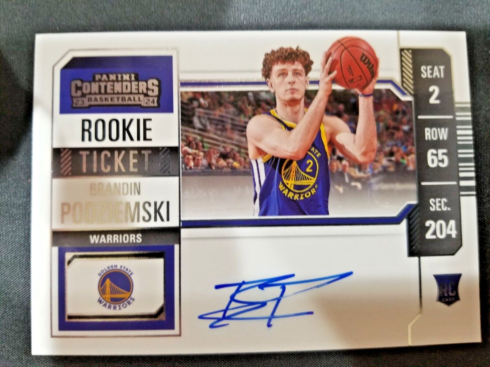 2023/2024 BRANDIN PODZIEMSKI CONTENDERS ROOKIE (ON CARD) AUTO CARD #122 WARRIORS
