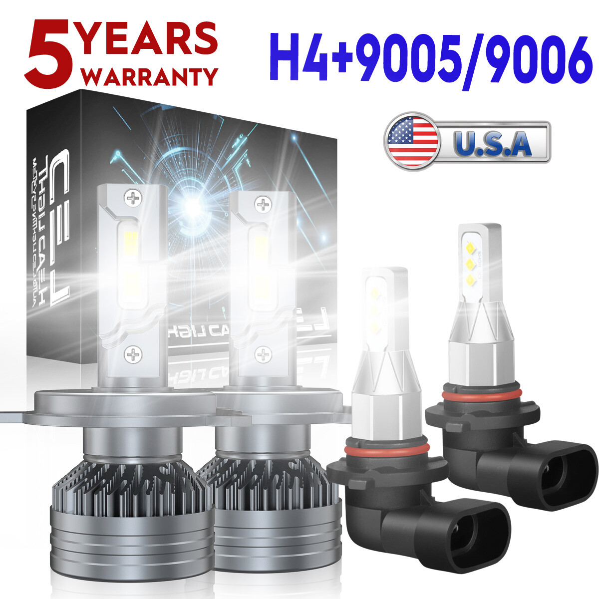 For Toyota Hilux 2004-2019 Combo LED Headlights Hi/Lo Beam + Fog Light Bulbs Kit