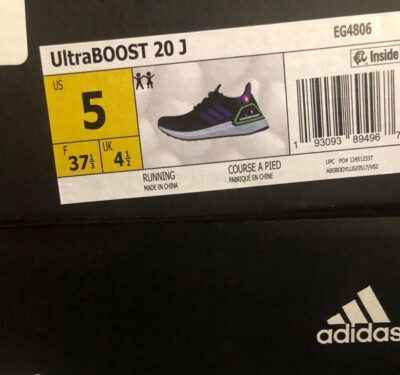Adidas Ultra Boost 20 Core Black Glory Purple Grade School Youth