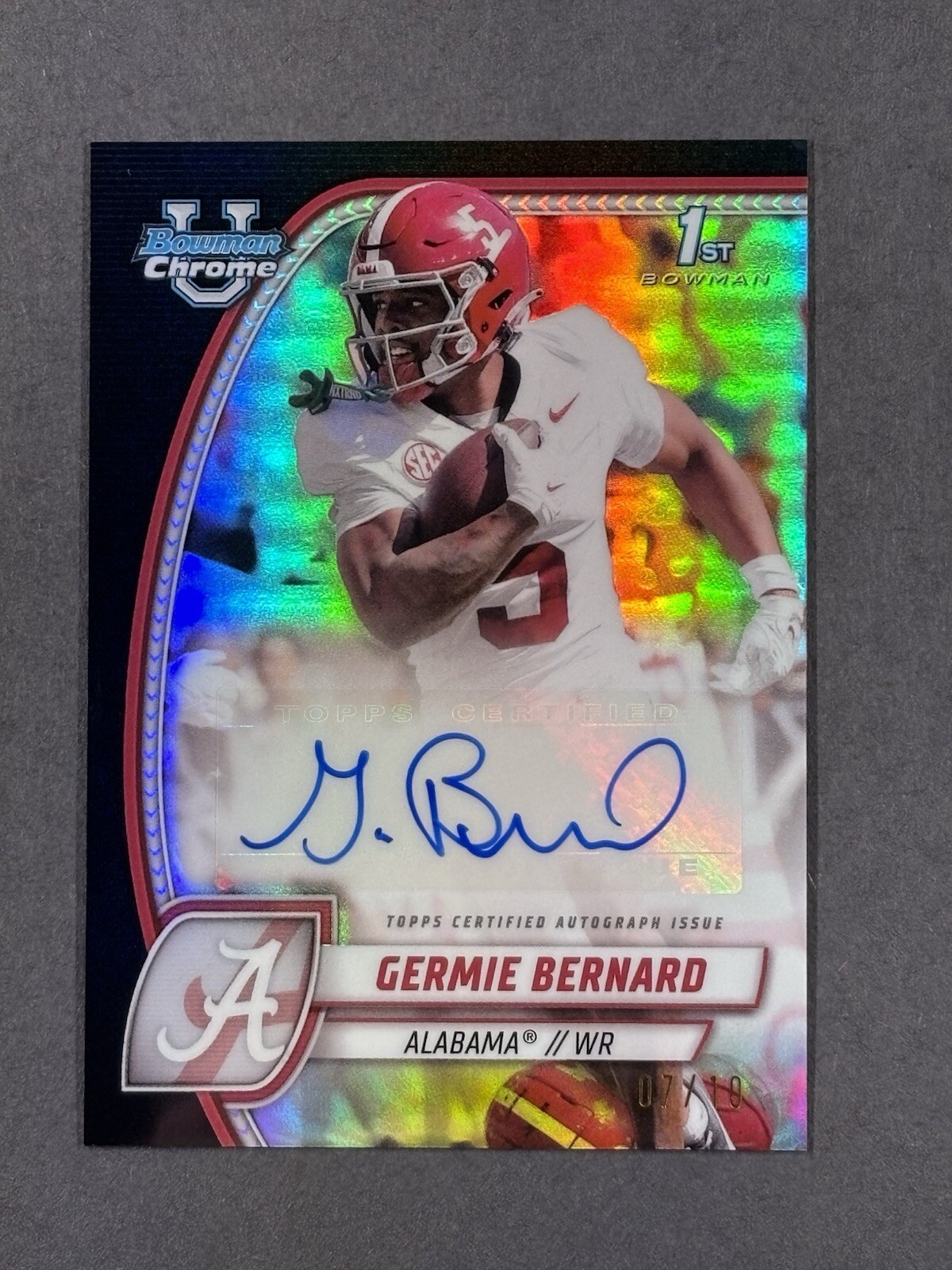 2024 Bowman Chrome University Germie Bernard, Alabama AUTO BLACK  REFRACTOR #/10