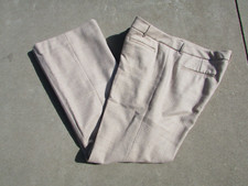 L. L. BEAN Signature Tan Ivory Houndstooth Lined Flat Front Wool Pants Size 16