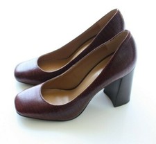 Women's Nine West Begonia Animal Print Croc Embossed Leather Pumps Block Oxford