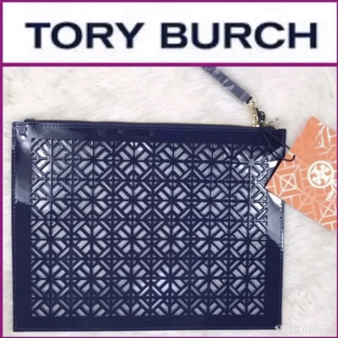 Tory burch top blue clutch