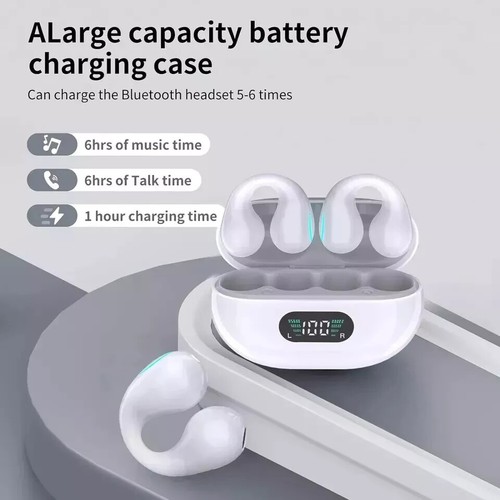 Bone Conduction Clip On Bluetooth Headset Open Ear Earbuds For iPhone & Android - Picture 11 of 20