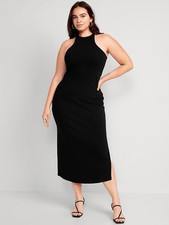 Old Navy Black Fitted High-Neck Rib-Knit Maxi Dress XXL