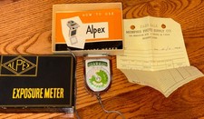 Vintage Alpex Hand Held Exposure light Meter In Box With Paperwork