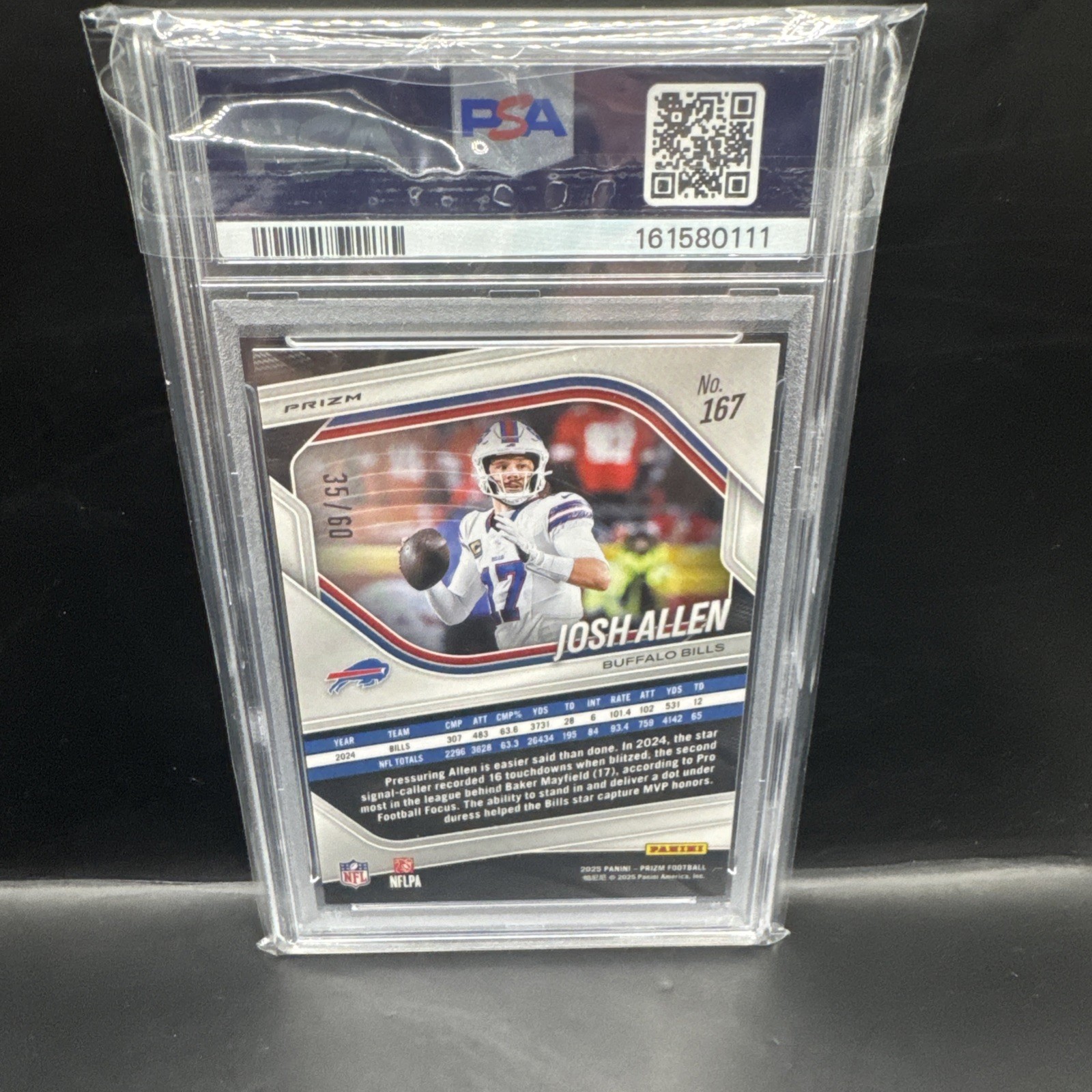 2025 Panini Prizm Josh Allen Super Bowl LX Prizm /60 PSA 8 # 167 view 5