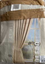 Image of One Pair of Thermal Lined Curtains Fully Lined In Cream Size 90x72 New