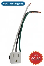 White 15A 125V Snap-In Grounding Power Outlet Receptacle Plug Socket New