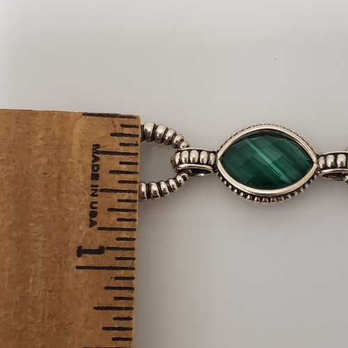 LAGOS CAVIAR Sterling Silver Malachite & Quartz Link Bracelet 7.5" - Picture 9 of 10