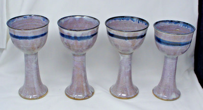 4 Tested by Fire Pottery Rob Grimes Signed Praise God Rob Goblets Chalices