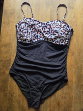 Womens Black Multicolor Leopard Print One Pie...