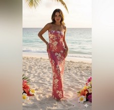 Reformation Frankie Silk Dress Hothouse Pink Floral Maxi Petite Size 8