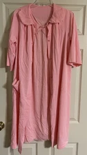 Vtg Shadowline 2-Piece Peignoir Set Gown & Robe Women's Size Medium Coral Nylon