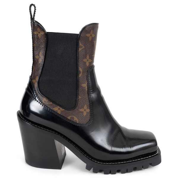 73000 authentische LOUSI VUITTON schwarz Leder & Monogramm LIMITLESS Stiefel Schuhe 38