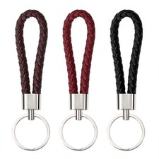 3Pcs Braided Leather Keychain Keyring Straps for Home Office Car Keys Bags